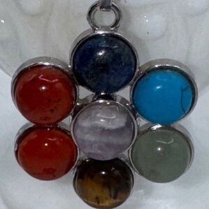 Red Jasper sodalite turquoise Jade tigers eye carnelian amethyst 2” pendant NEW